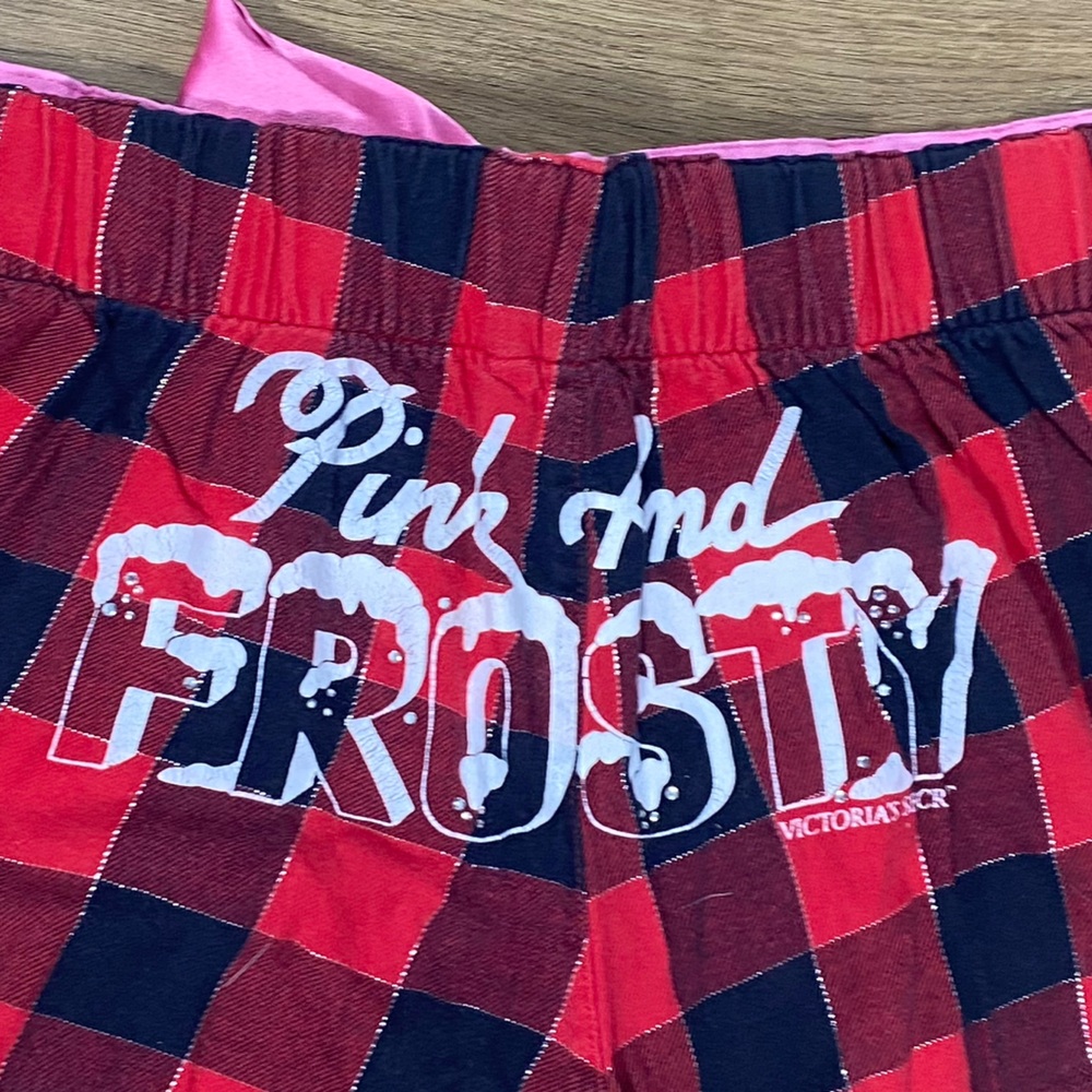 Vintage Y2K PINK Victoria's Secret Bling Red and Black Plaid Sleep Shorts Medium - Picture 7 of 10
